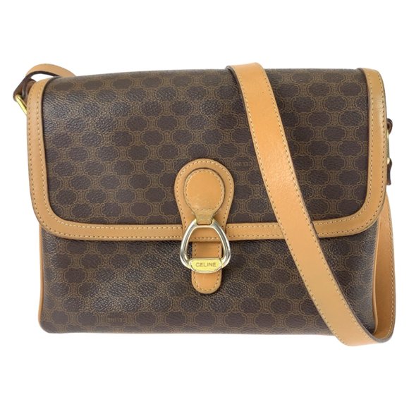 CELINE Vintage Brown Leather Shoulder Bag - Picture 1 of 10